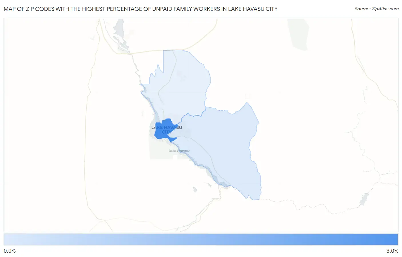 Zip Codes with the Highest Percentage of Unpaid Family Workers in Lake Havasu City Map