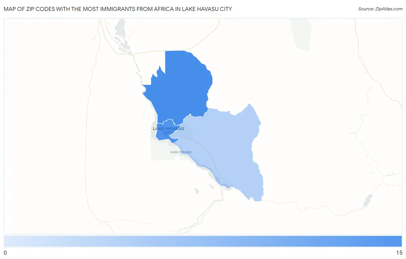 Zip Codes with the Most Immigrants from Africa in Lake Havasu City Map