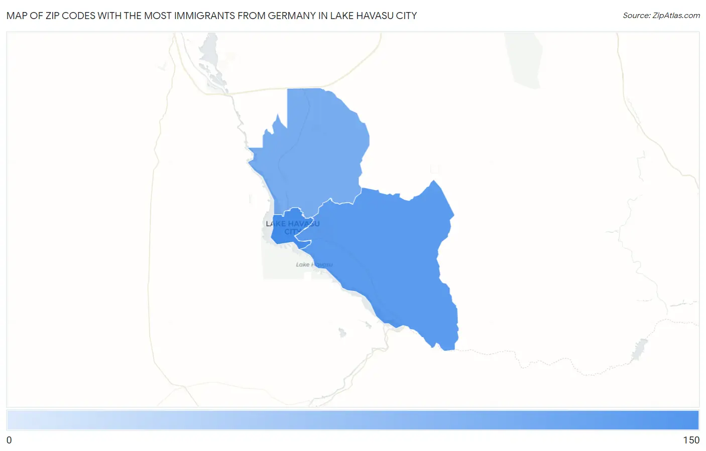 Zip Codes with the Most Immigrants from Germany in Lake Havasu City Map