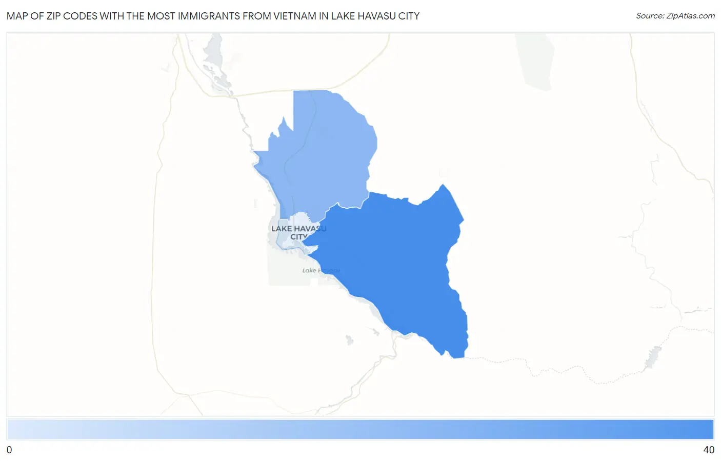 Zip Codes with the Most Immigrants from Vietnam in Lake Havasu City Map