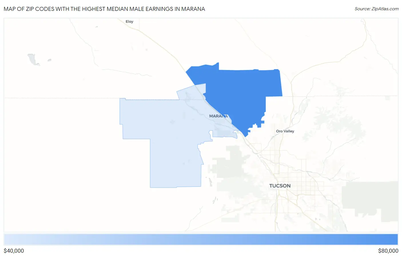 Zip Codes with the Highest Median Male Earnings in Marana Map