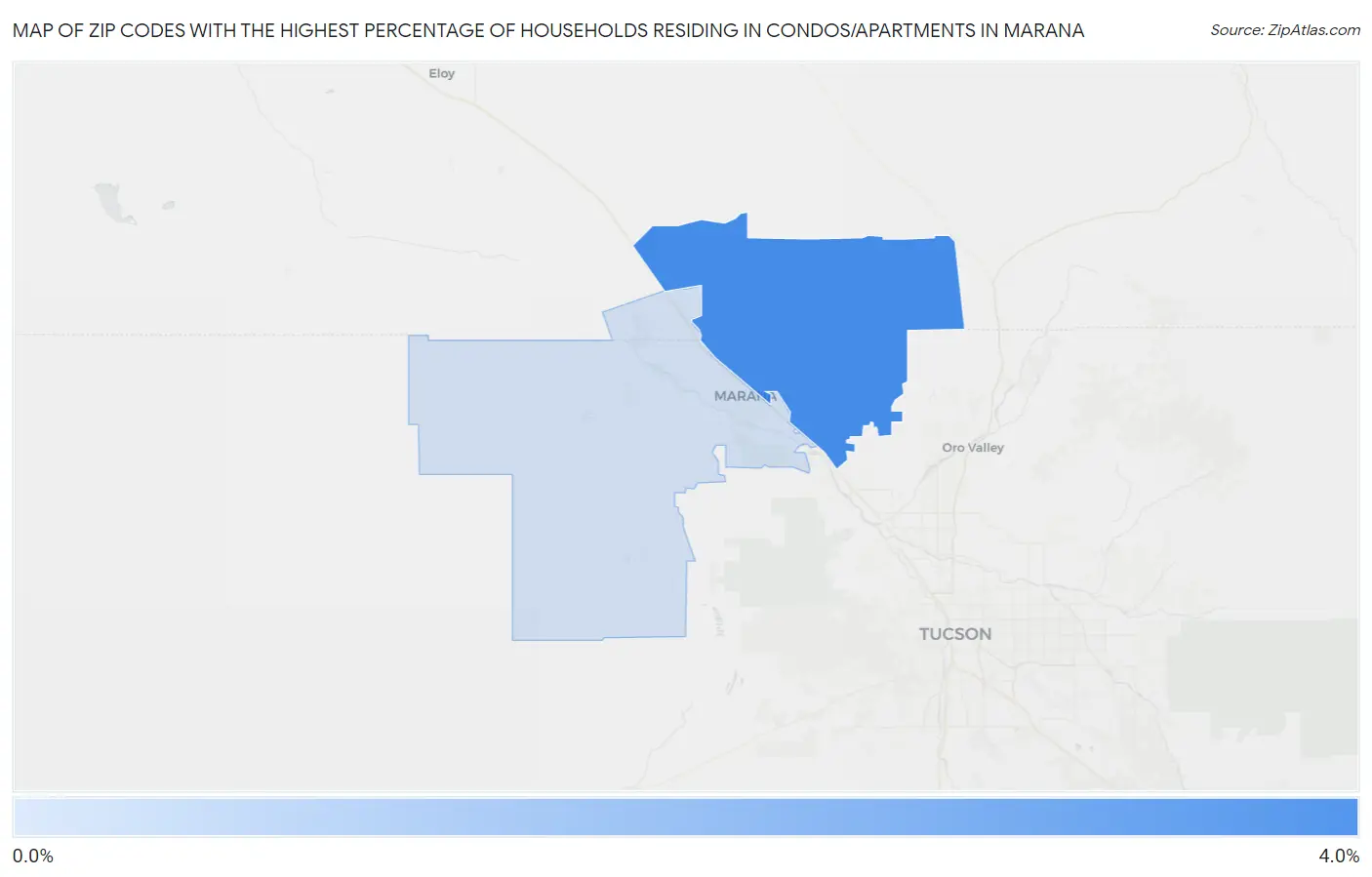 Zip Codes with the Highest Percentage of Households Residing in Condos/Apartments in Marana Map