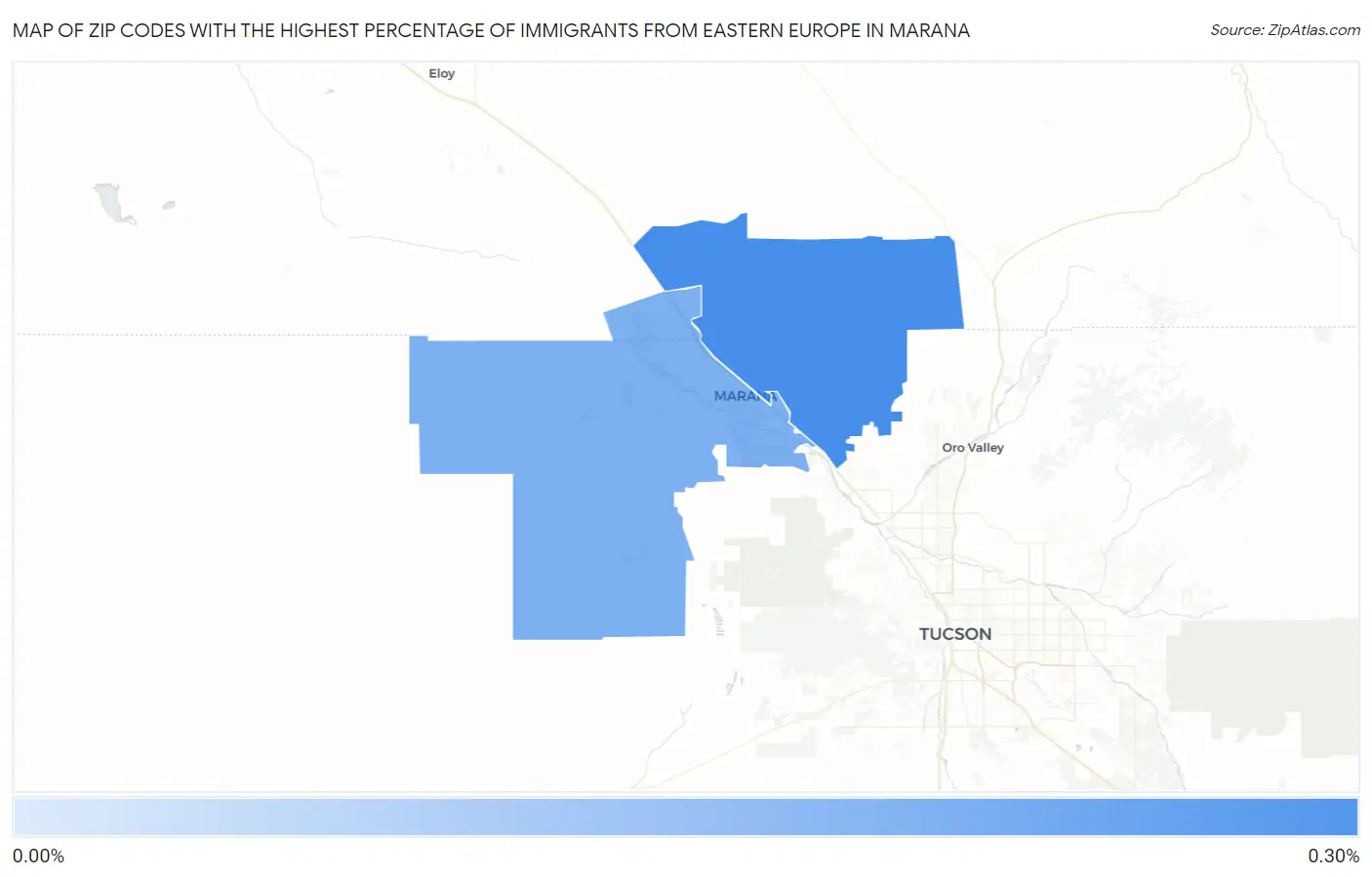 Zip Codes with the Highest Percentage of Immigrants from Eastern Europe in Marana Map