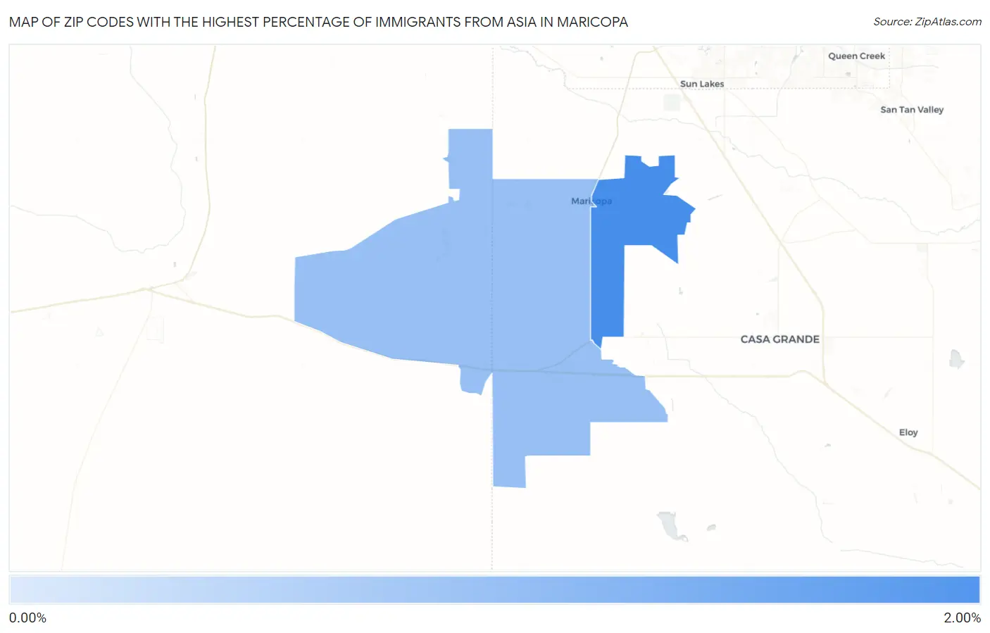 Zip Codes with the Highest Percentage of Immigrants from Asia in Maricopa Map