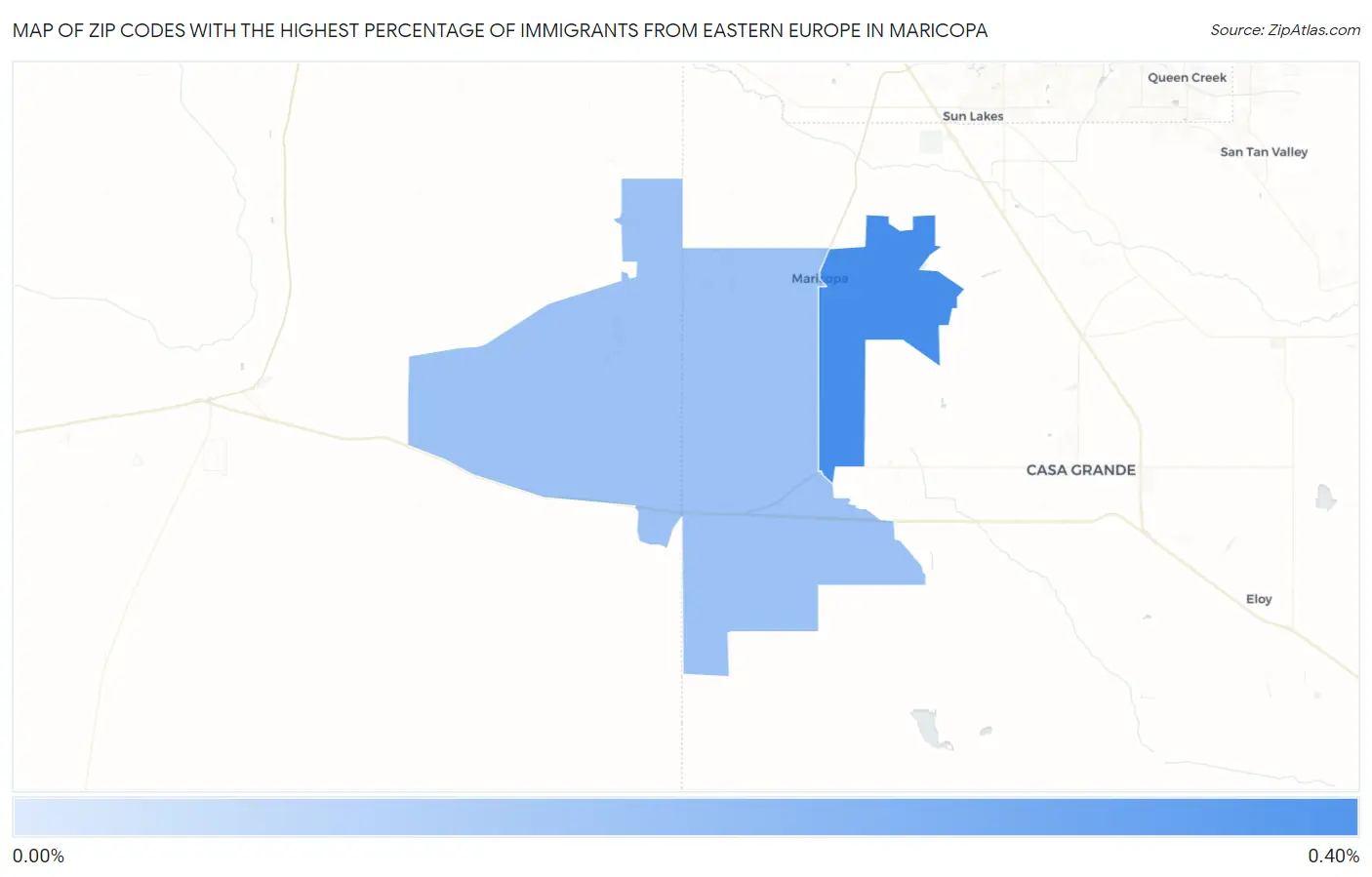 Zip Codes with the Highest Percentage of Immigrants from Eastern Europe in Maricopa Map