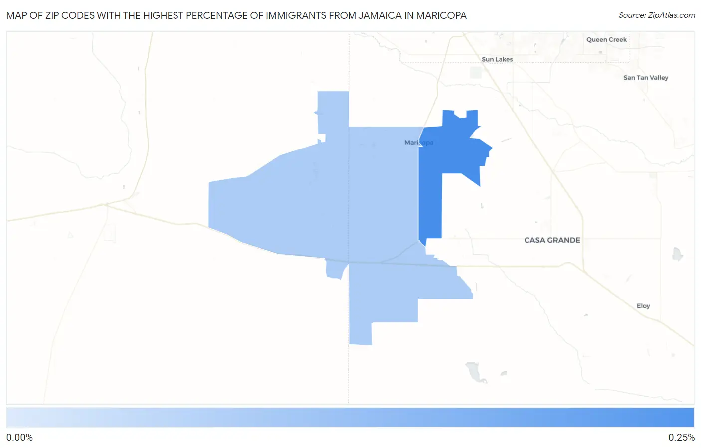 Zip Codes with the Highest Percentage of Immigrants from Jamaica in Maricopa Map