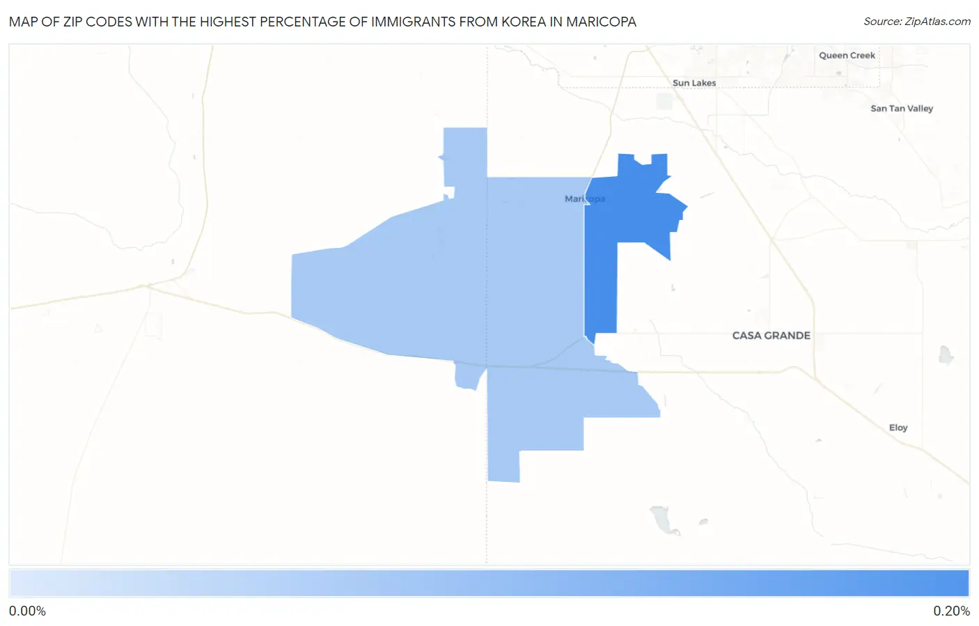 Zip Codes with the Highest Percentage of Immigrants from Korea in Maricopa Map
