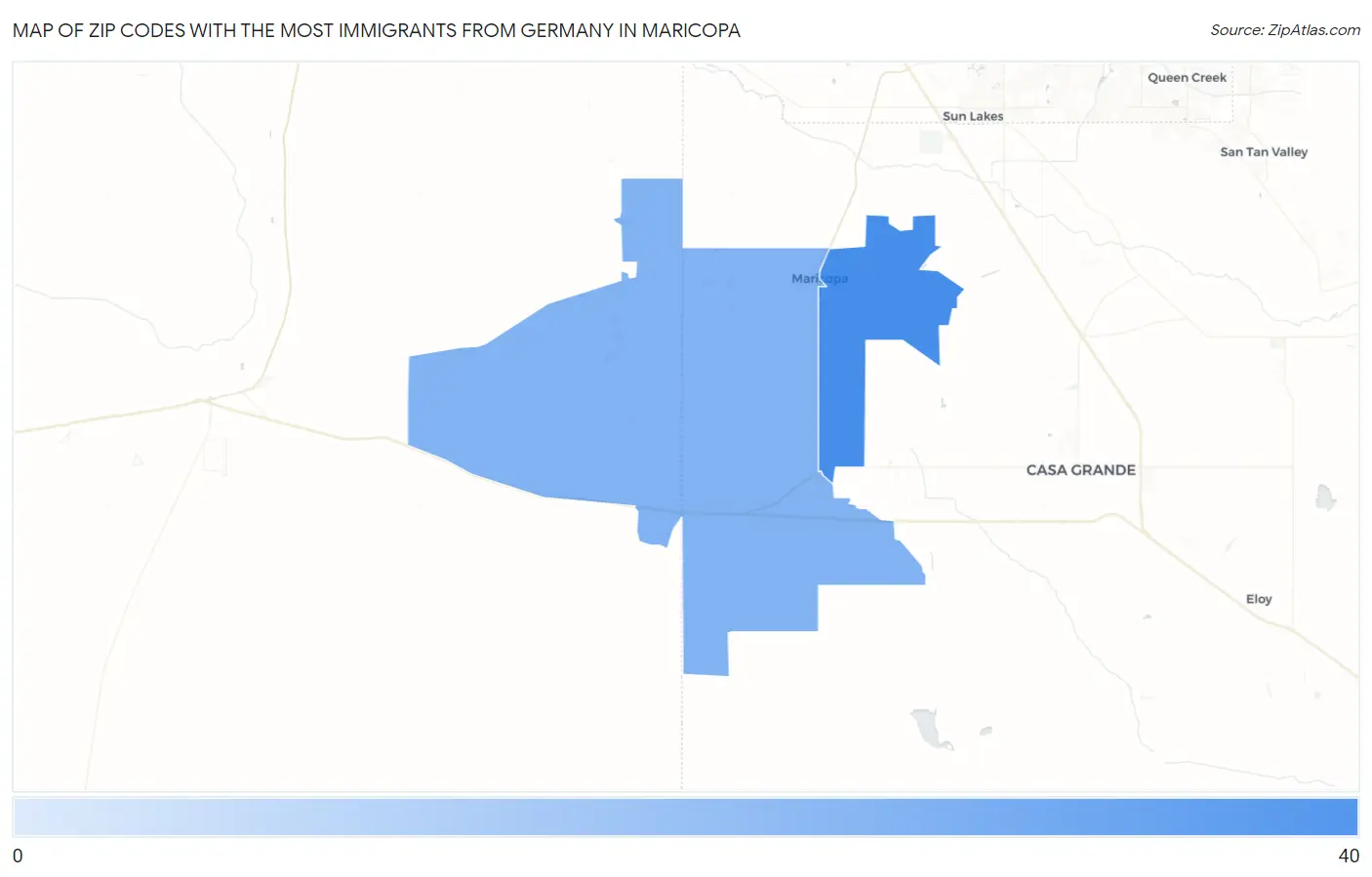 Zip Codes with the Most Immigrants from Germany in Maricopa Map