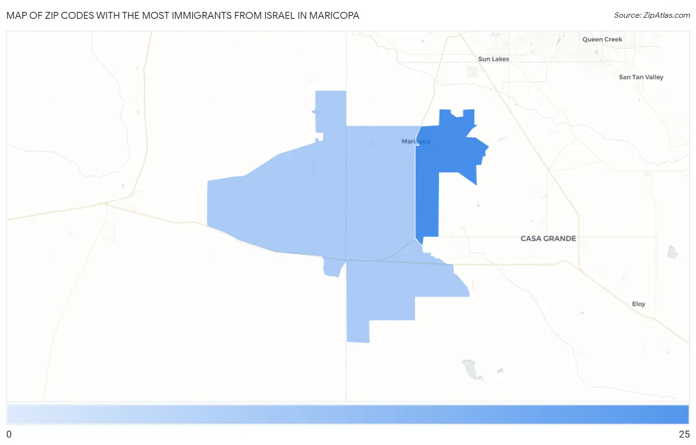 Zip Codes with the Most Immigrants from Israel in Maricopa Map