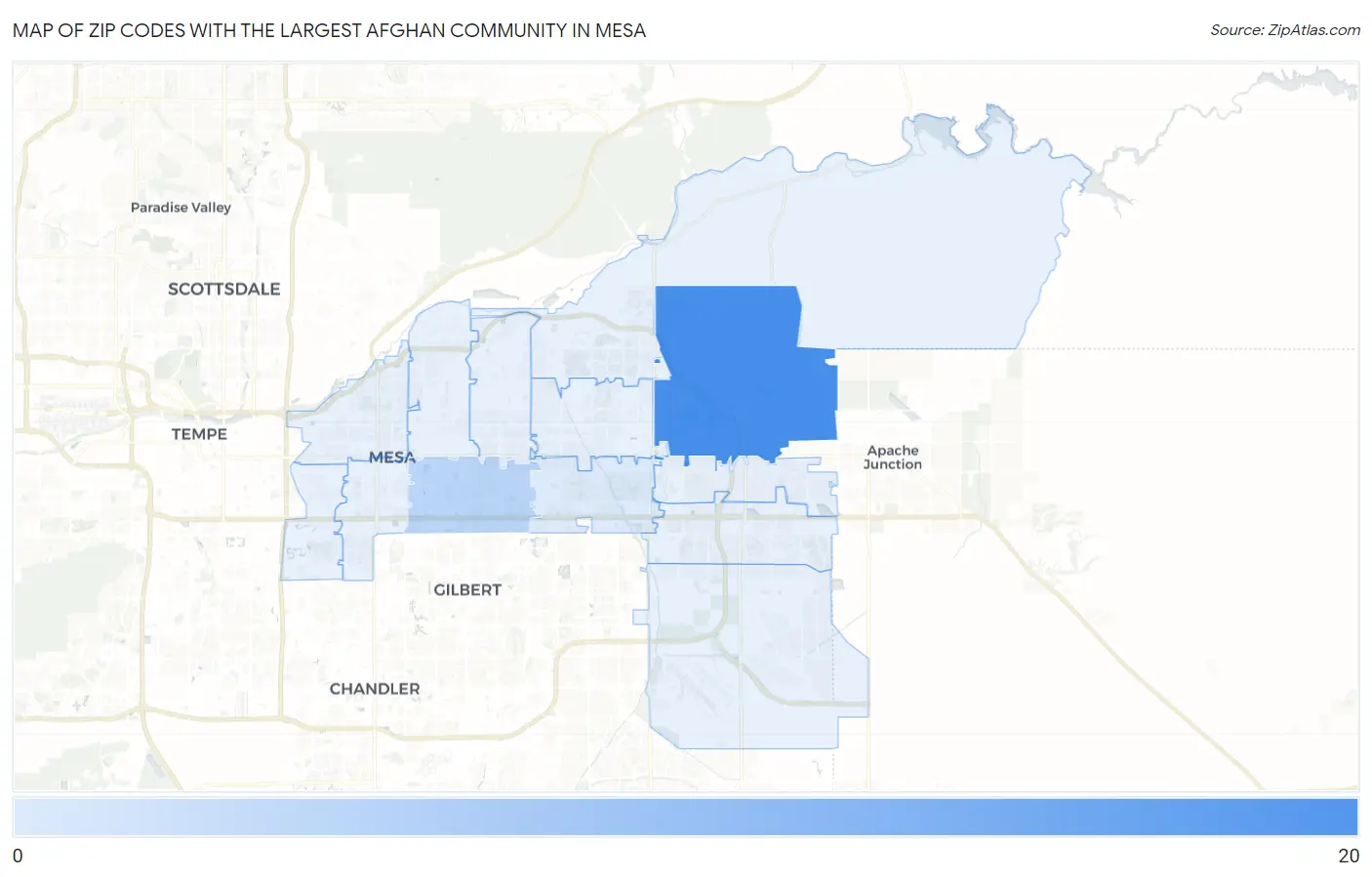 Zip Codes with the Largest Afghan Community in Mesa Map