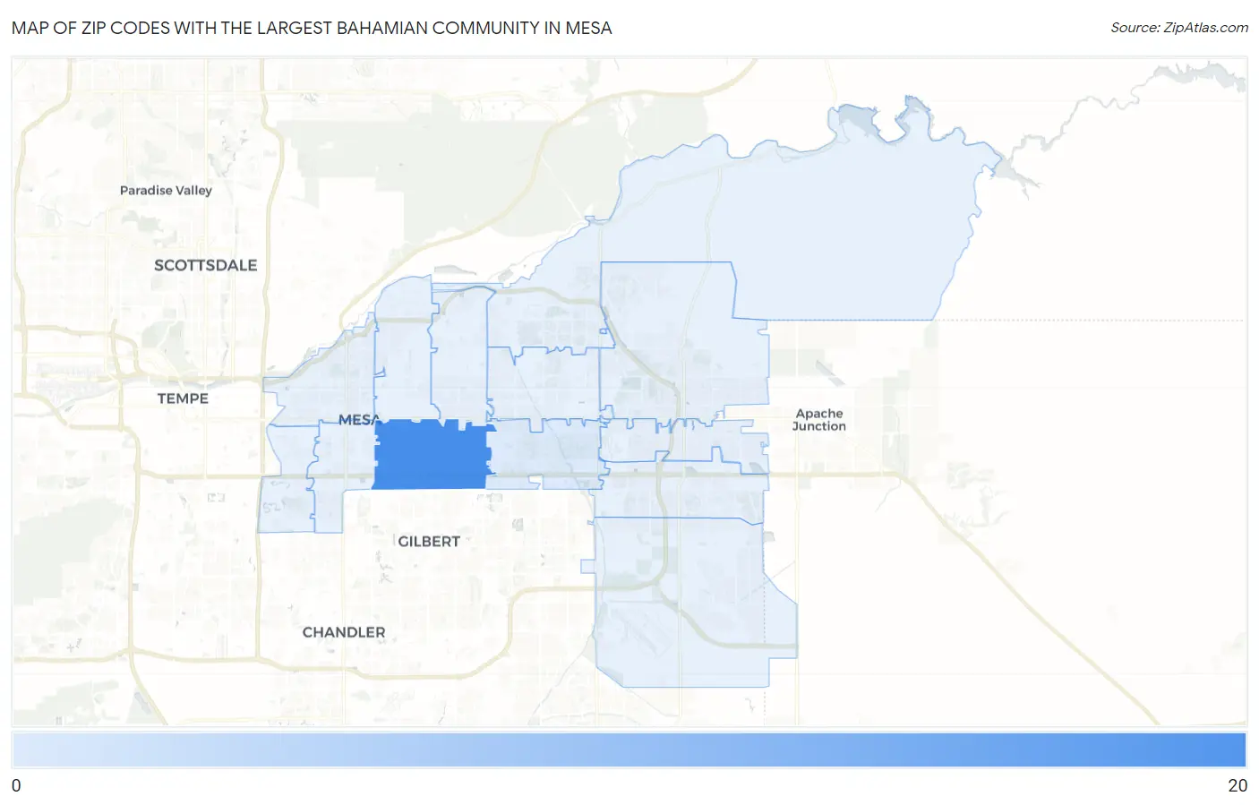 Zip Codes with the Largest Bahamian Community in Mesa Map