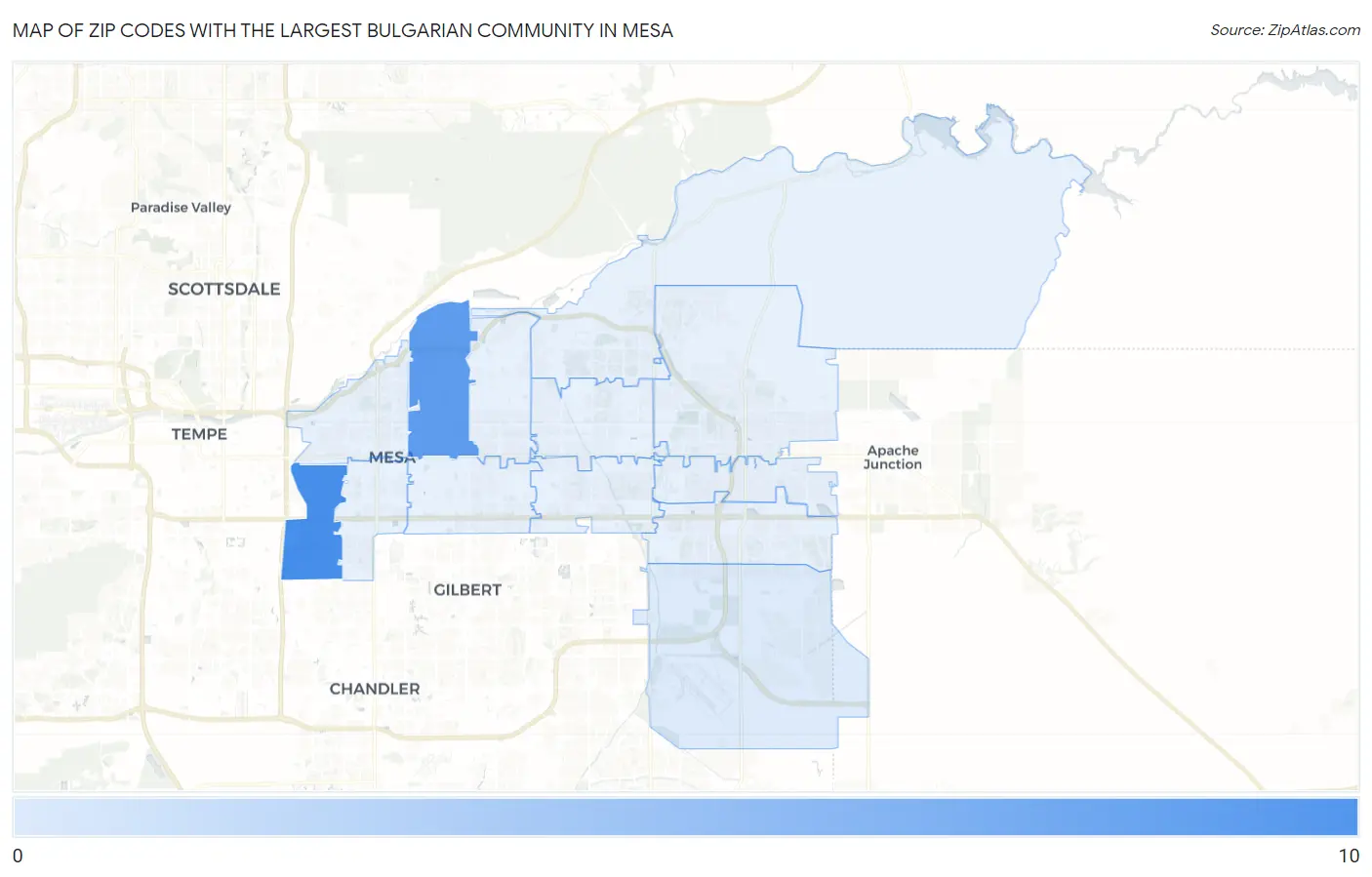 Zip Codes with the Largest Bulgarian Community in Mesa Map