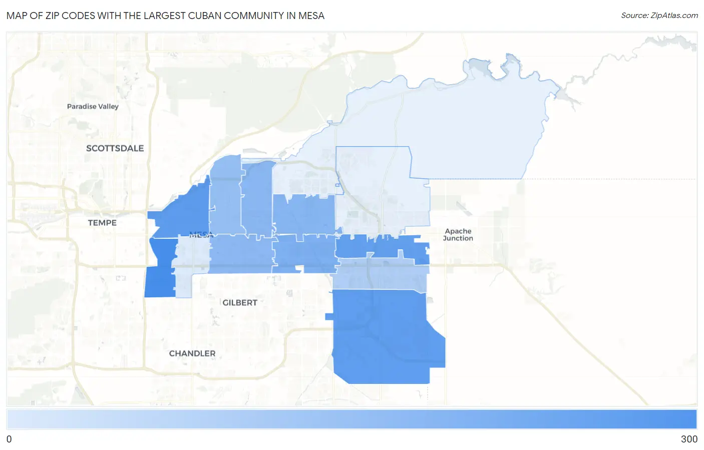 Zip Codes with the Largest Cuban Community in Mesa Map