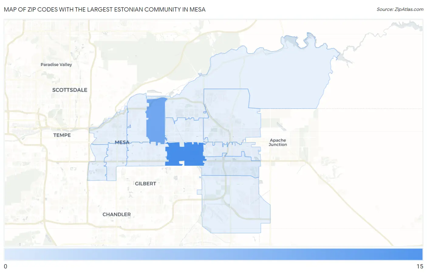 Zip Codes with the Largest Estonian Community in Mesa Map