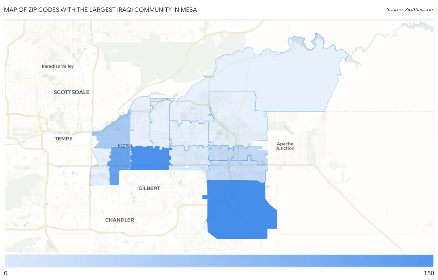 Zip Codes with the Largest Iraqi Community in Mesa Map