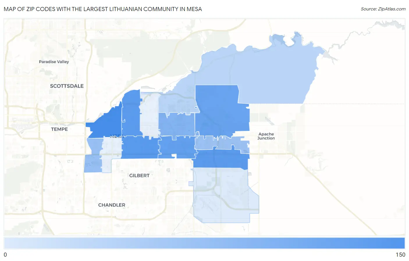 Zip Codes with the Largest Lithuanian Community in Mesa Map