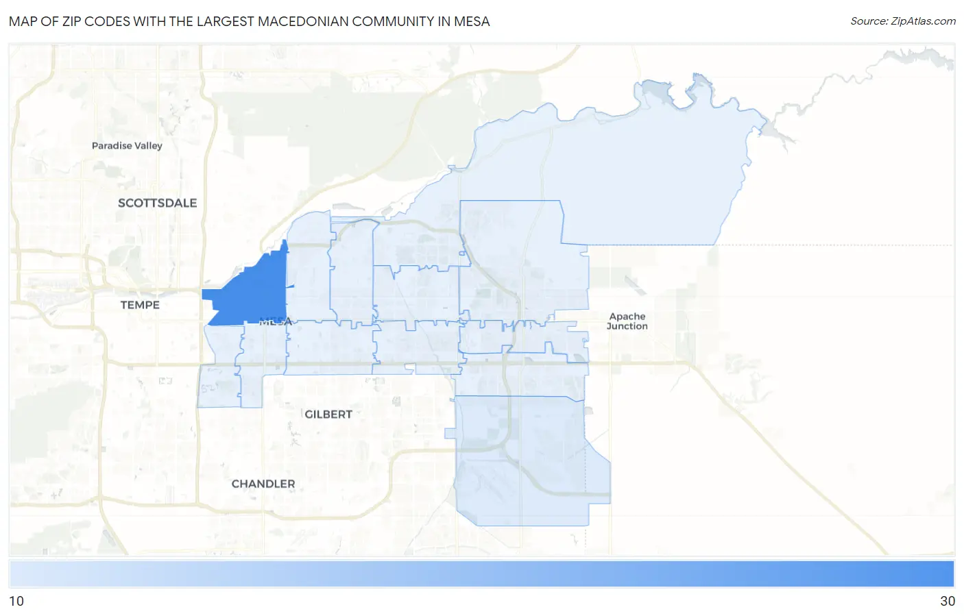 Zip Codes with the Largest Macedonian Community in Mesa Map