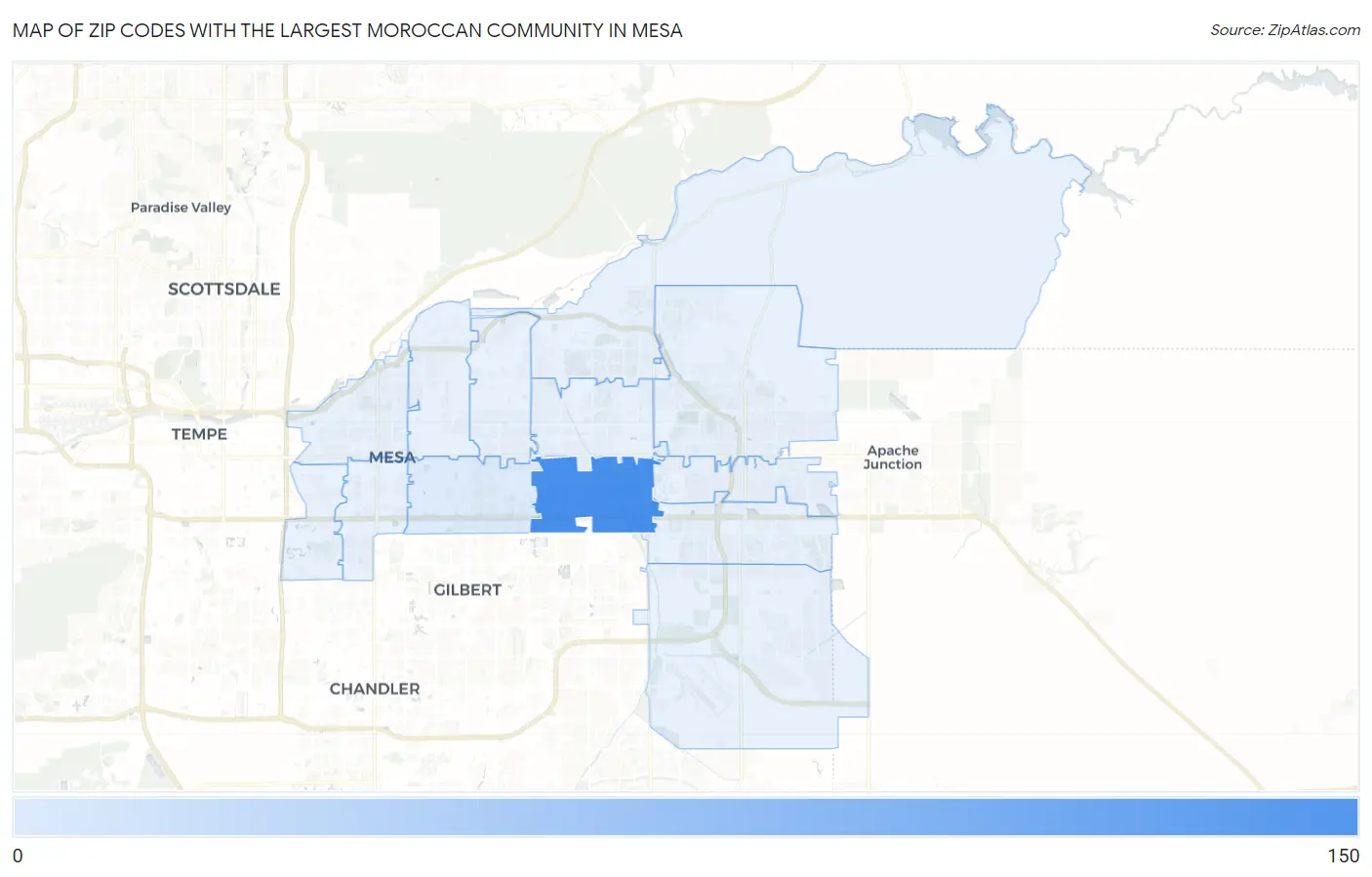 Zip Codes with the Largest Moroccan Community in Mesa Map