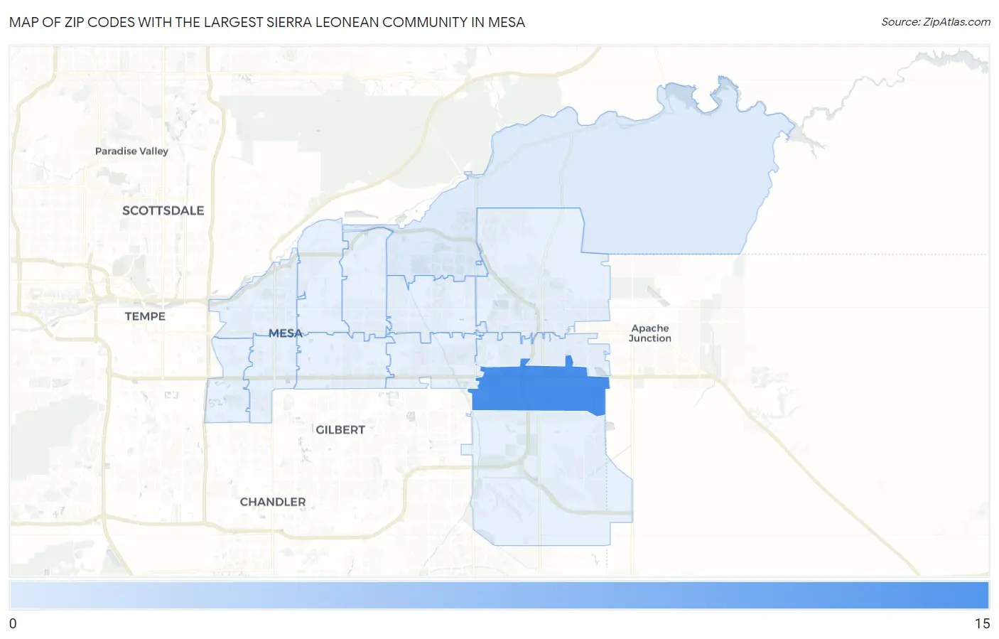 Zip Codes with the Largest Sierra Leonean Community in Mesa Map