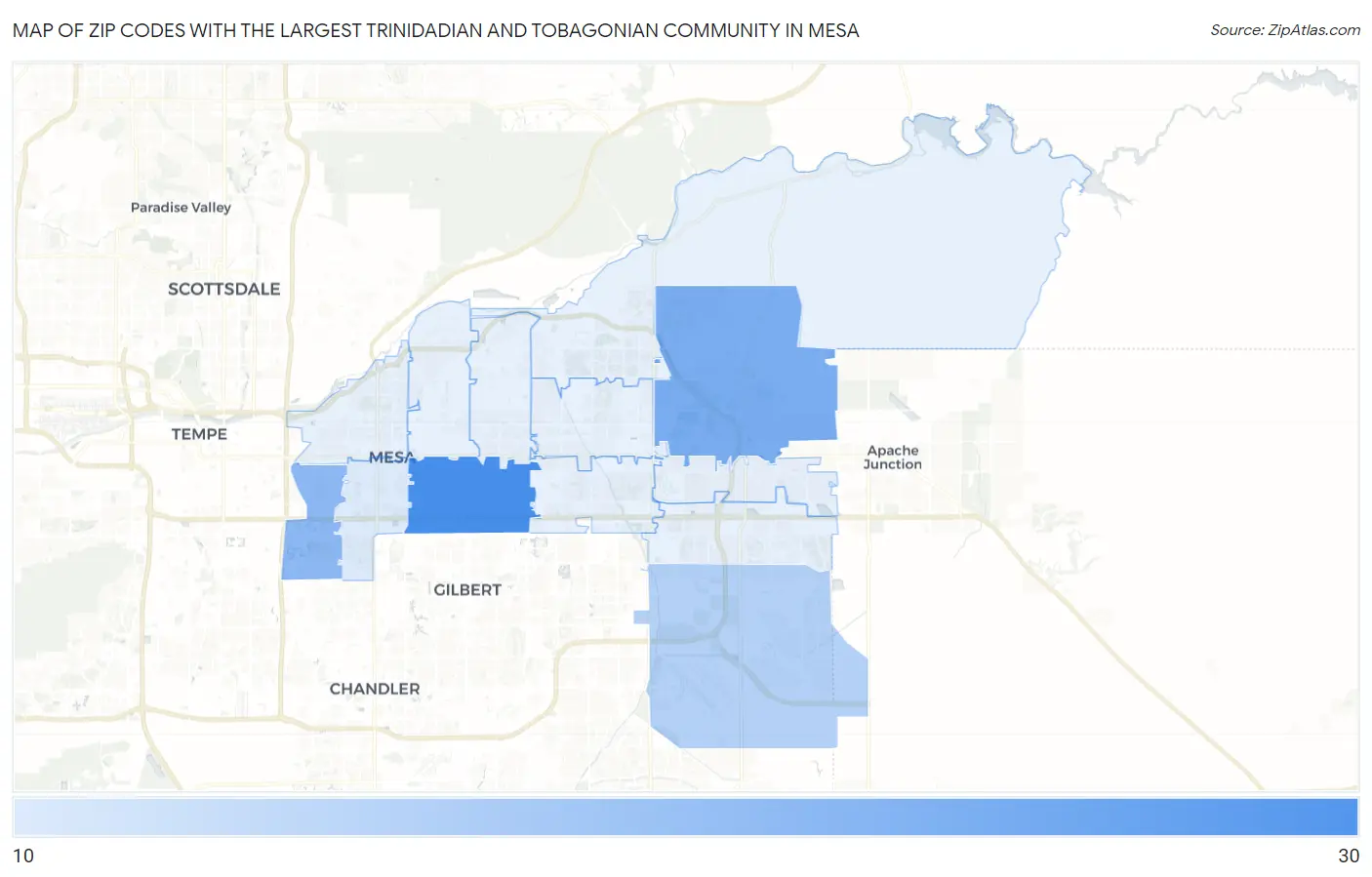 Zip Codes with the Largest Trinidadian and Tobagonian Community in Mesa Map