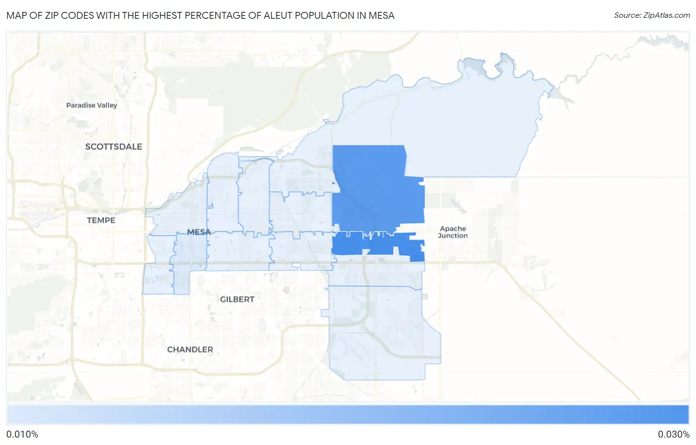 Zip Codes with the Highest Percentage of Aleut Population in Mesa Map
