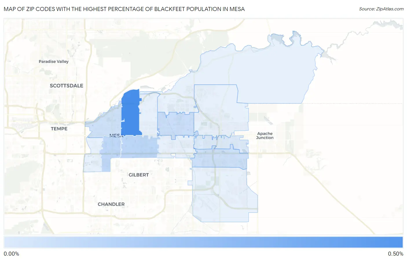 Zip Codes with the Highest Percentage of Blackfeet Population in Mesa Map
