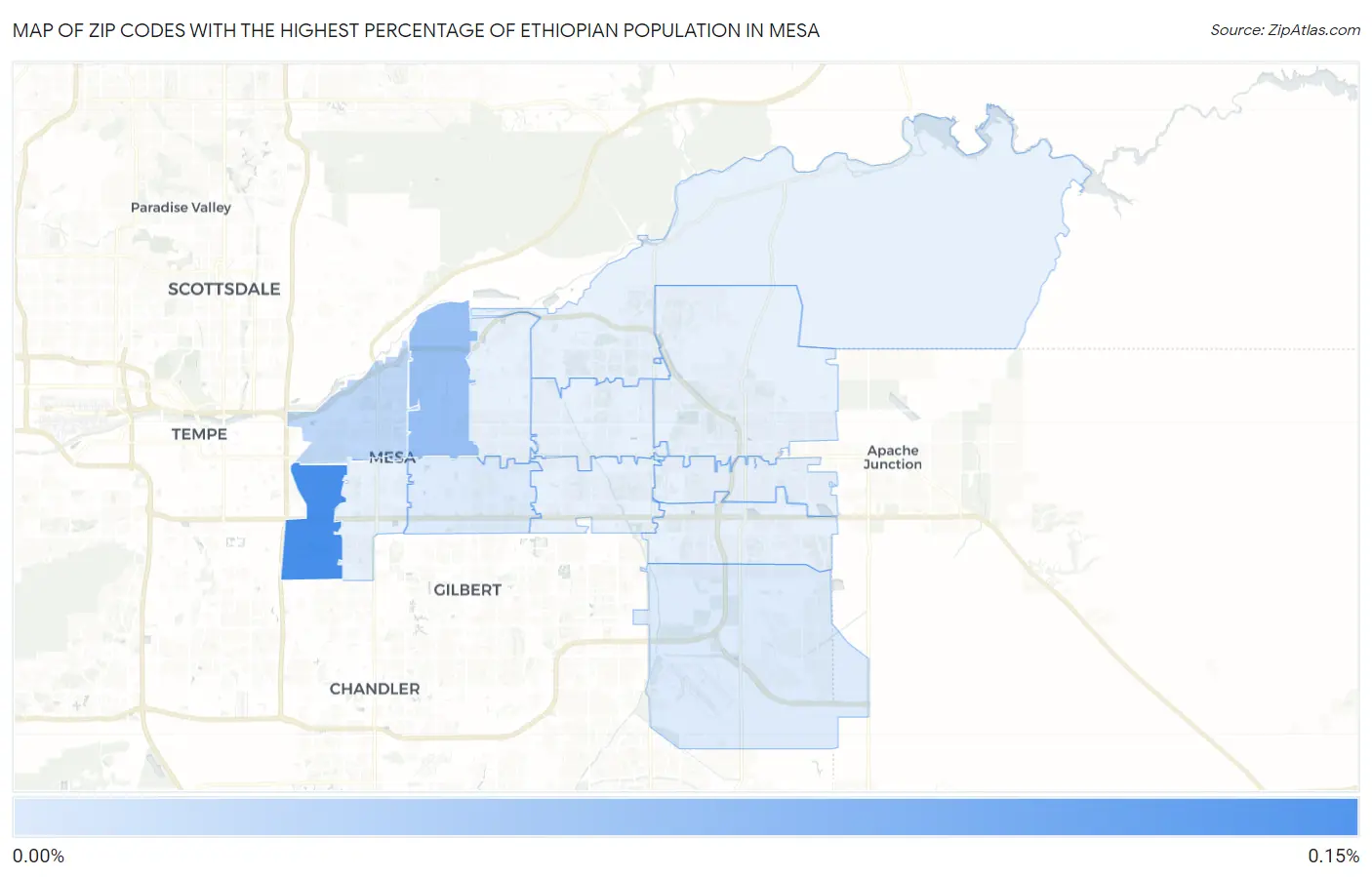 Zip Codes with the Highest Percentage of Ethiopian Population in Mesa Map