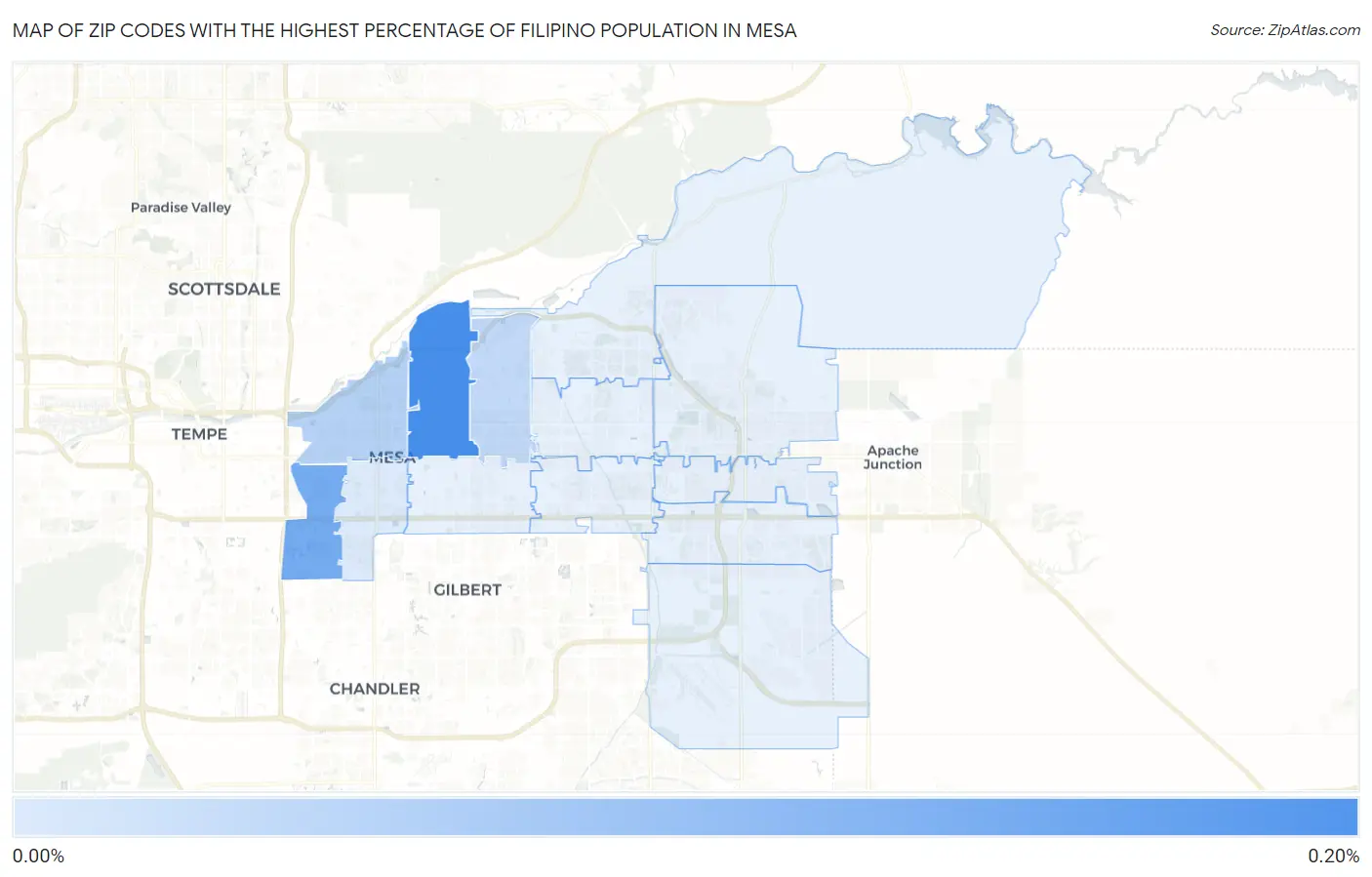 Zip Codes with the Highest Percentage of Filipino Population in Mesa Map
