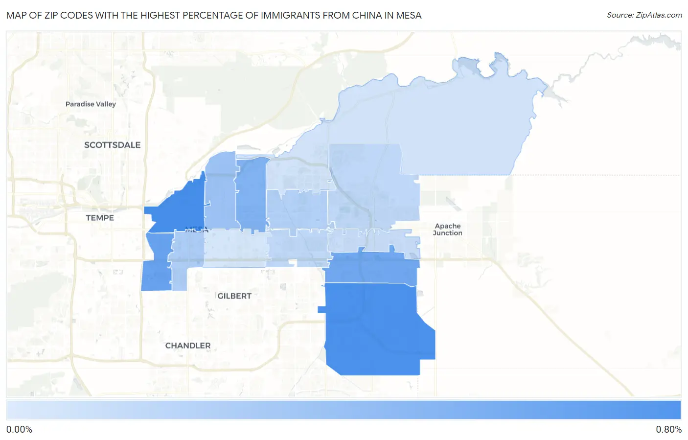 Zip Codes with the Highest Percentage of Immigrants from China in Mesa Map