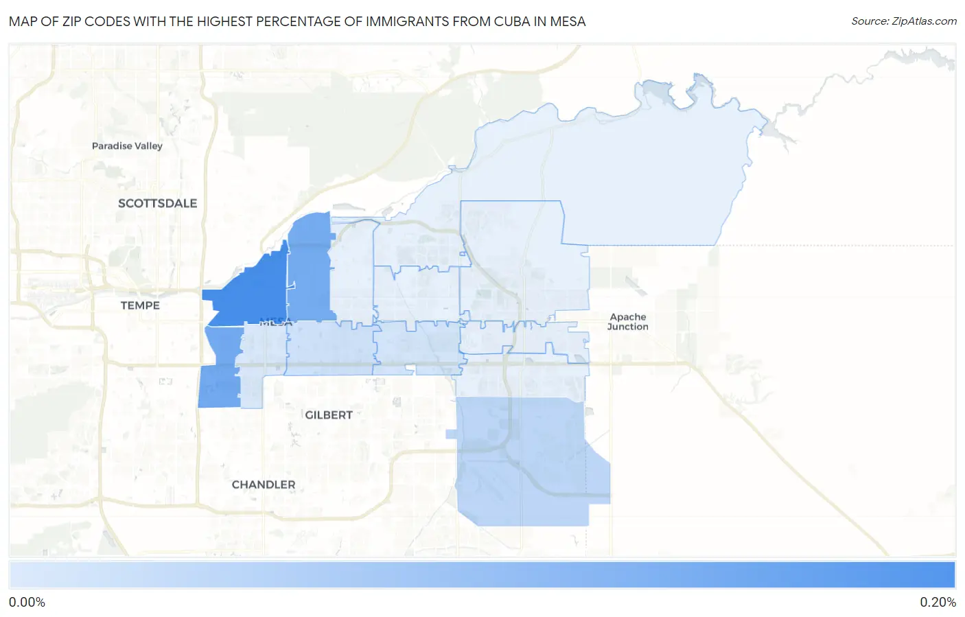 Zip Codes with the Highest Percentage of Immigrants from Cuba in Mesa Map