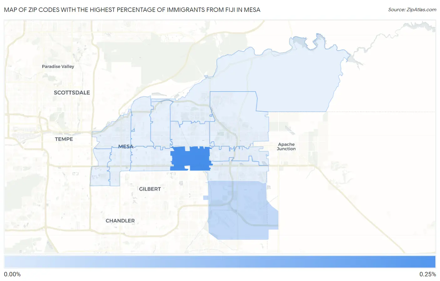 Zip Codes with the Highest Percentage of Immigrants from Fiji in Mesa Map