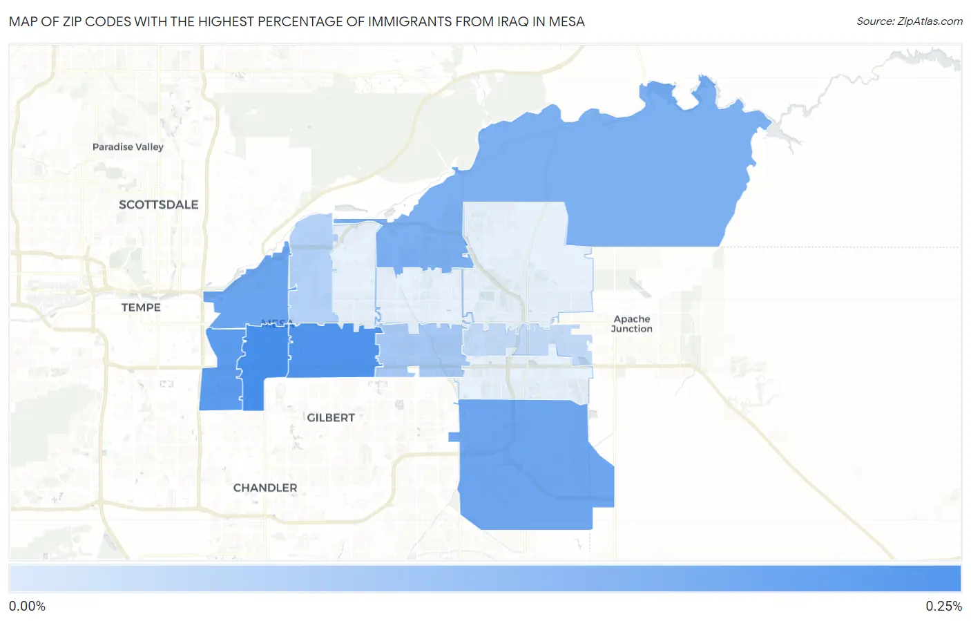 Zip Codes with the Highest Percentage of Immigrants from Iraq in Mesa Map