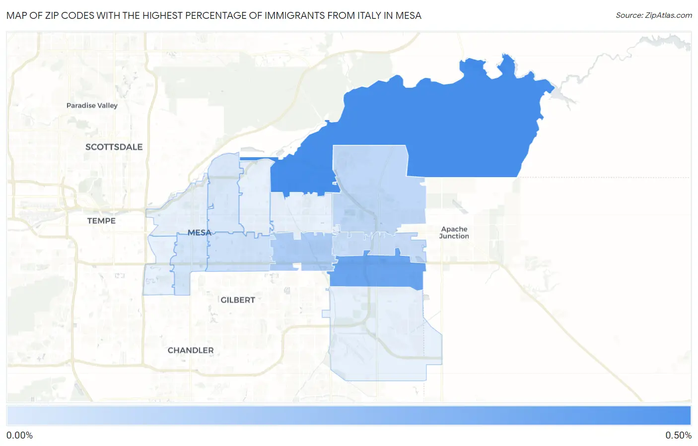 Zip Codes with the Highest Percentage of Immigrants from Italy in Mesa Map