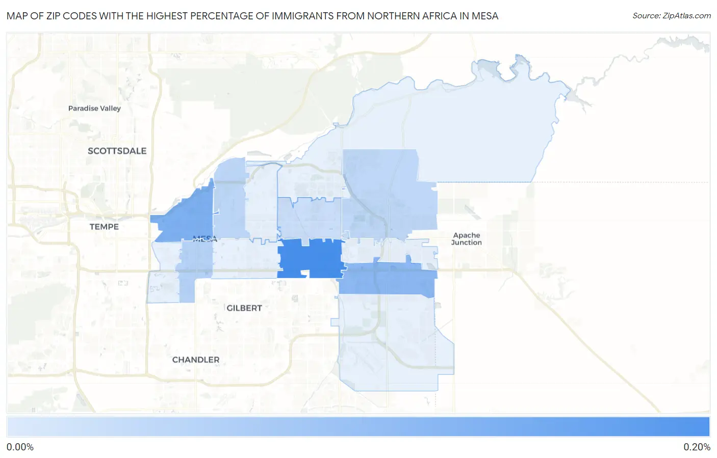 Zip Codes with the Highest Percentage of Immigrants from Northern Africa in Mesa Map