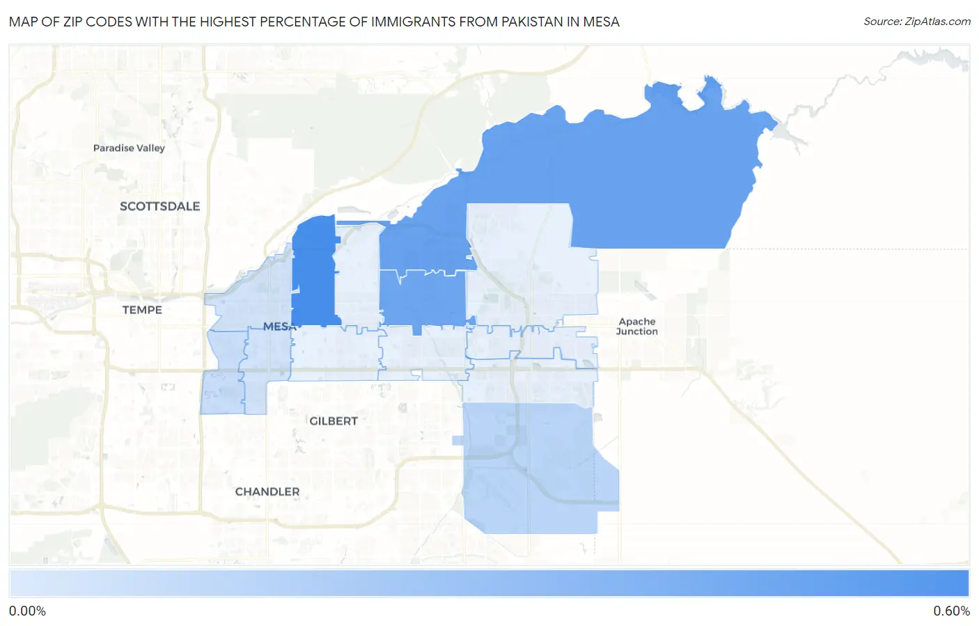 Zip Codes with the Highest Percentage of Immigrants from Pakistan in Mesa Map