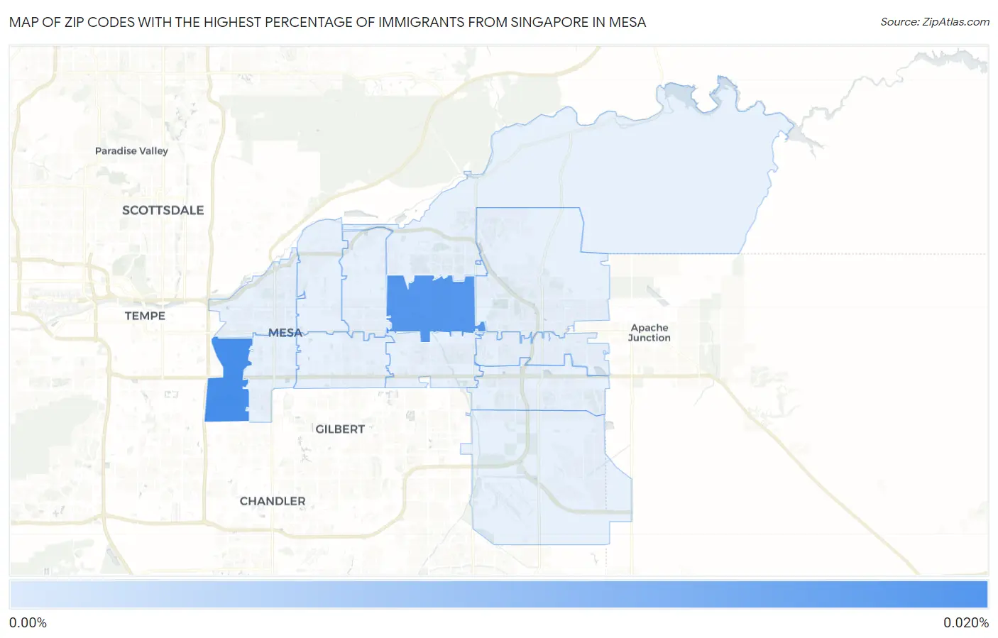Zip Codes with the Highest Percentage of Immigrants from Singapore in Mesa Map