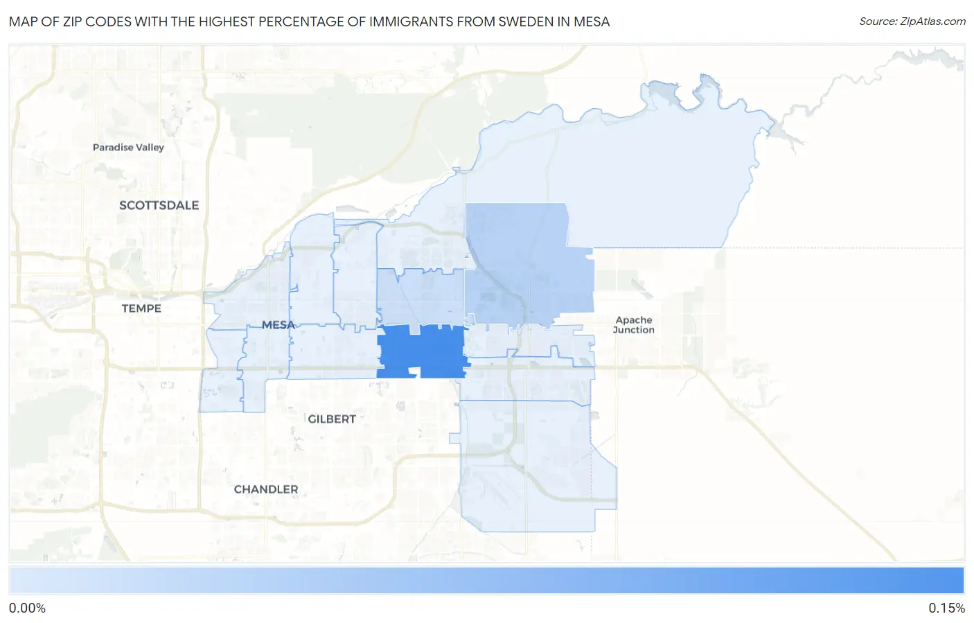 Zip Codes with the Highest Percentage of Immigrants from Sweden in Mesa Map