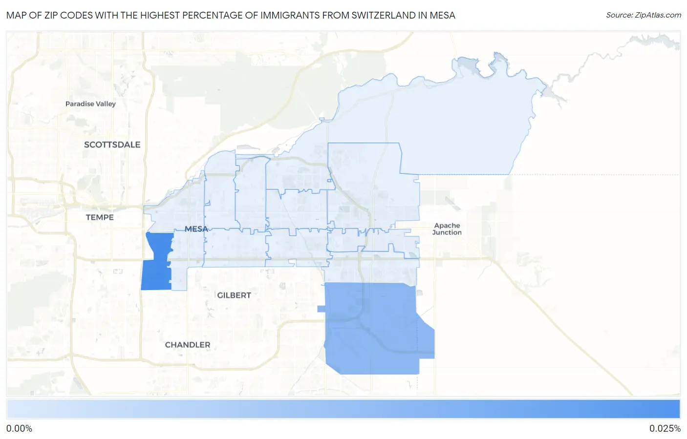 Zip Codes with the Highest Percentage of Immigrants from Switzerland in Mesa Map