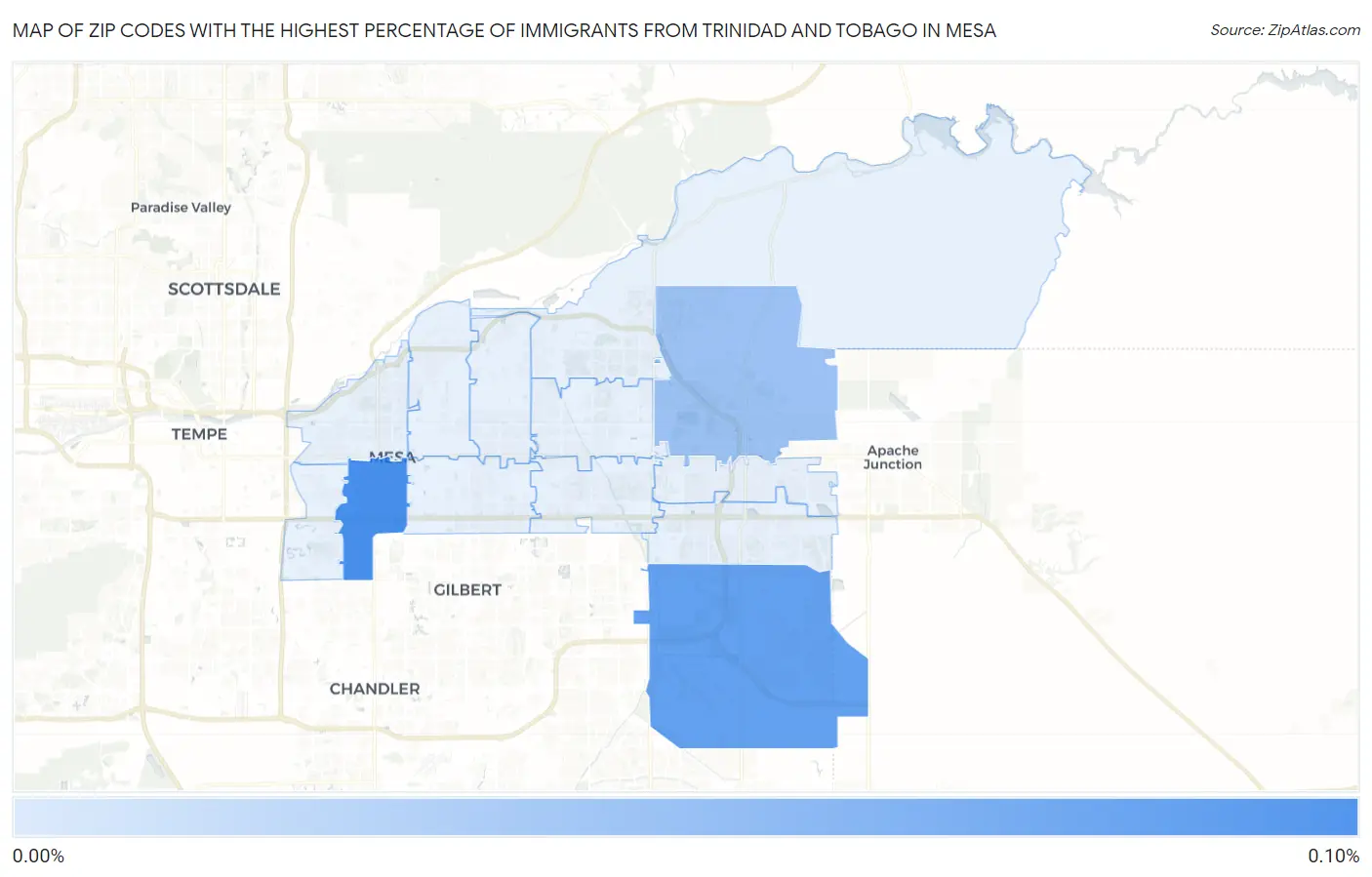Zip Codes with the Highest Percentage of Immigrants from Trinidad and Tobago in Mesa Map