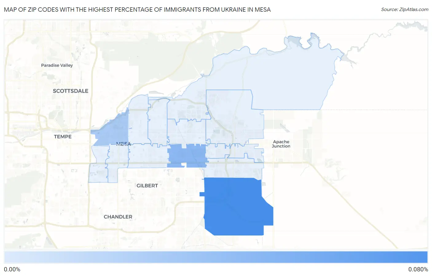 Zip Codes with the Highest Percentage of Immigrants from Ukraine in Mesa Map