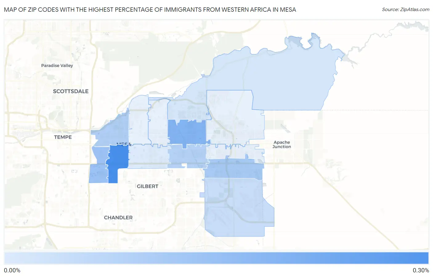 Zip Codes with the Highest Percentage of Immigrants from Western Africa in Mesa Map