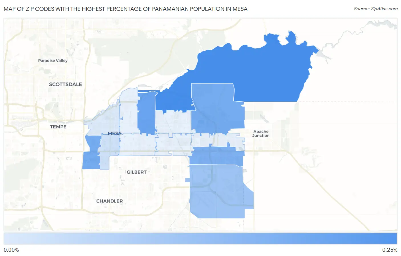 Zip Codes with the Highest Percentage of Panamanian Population in Mesa Map