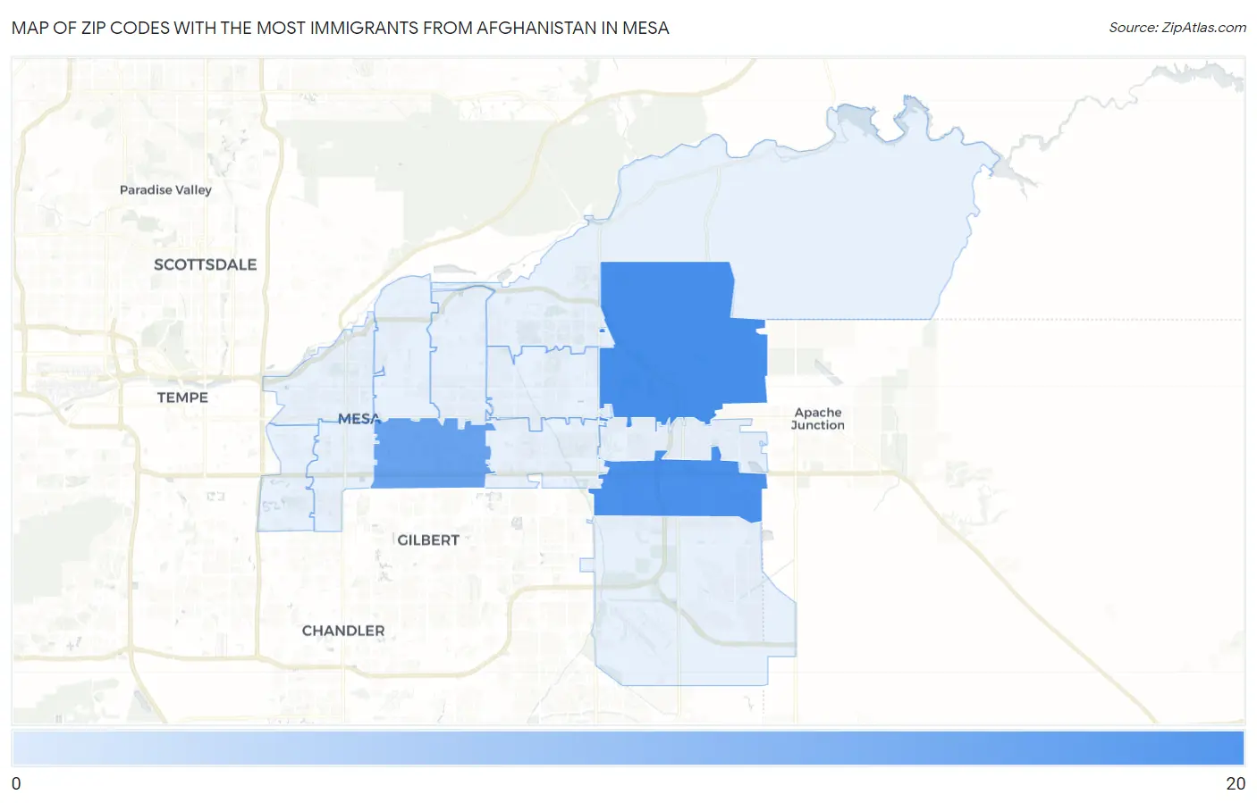 Zip Codes with the Most Immigrants from Afghanistan in Mesa Map