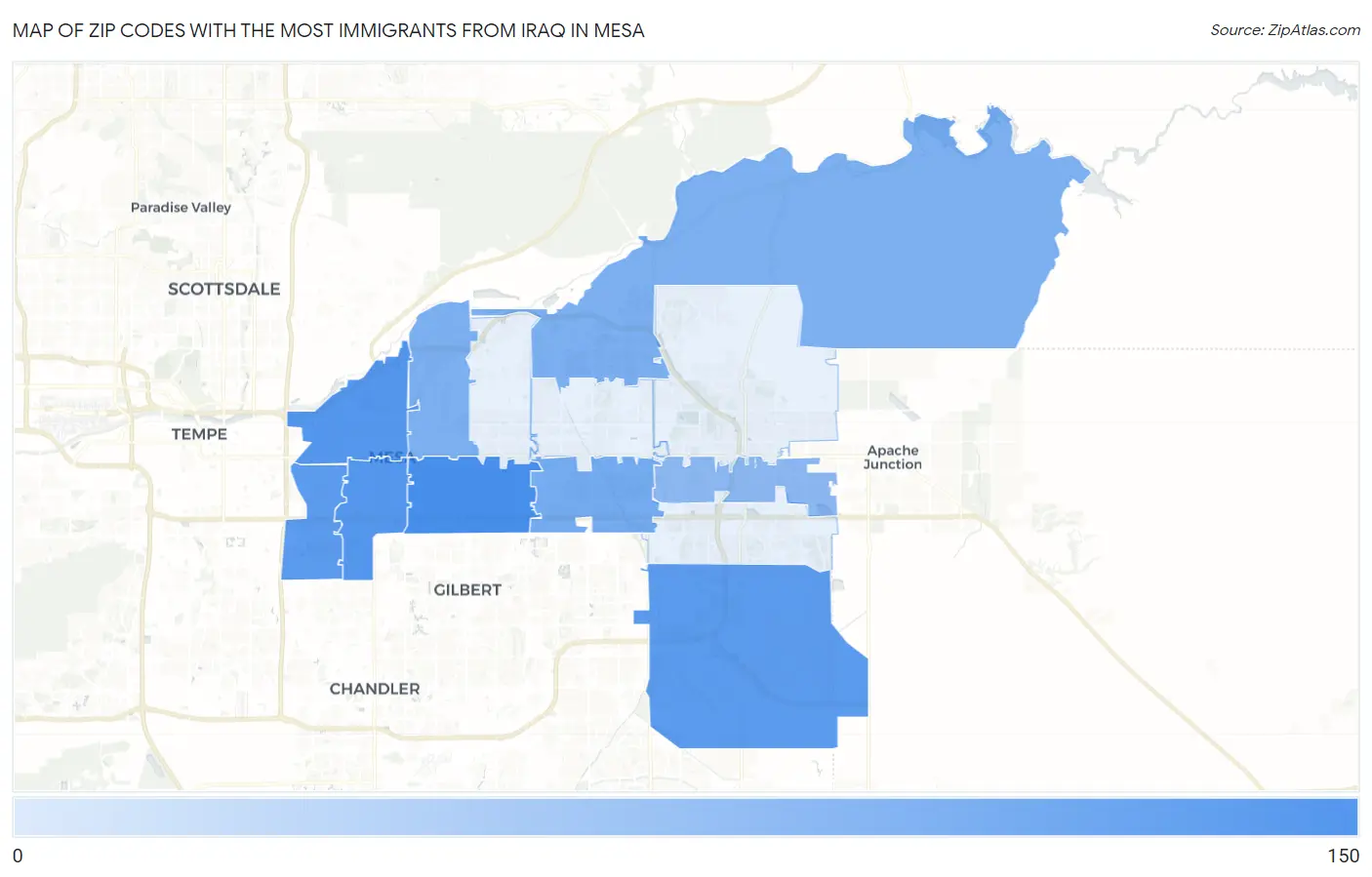 Zip Codes with the Most Immigrants from Iraq in Mesa Map