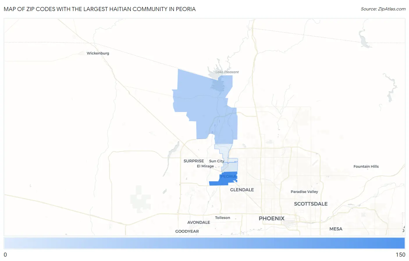 Zip Codes with the Largest Haitian Community in Peoria Map