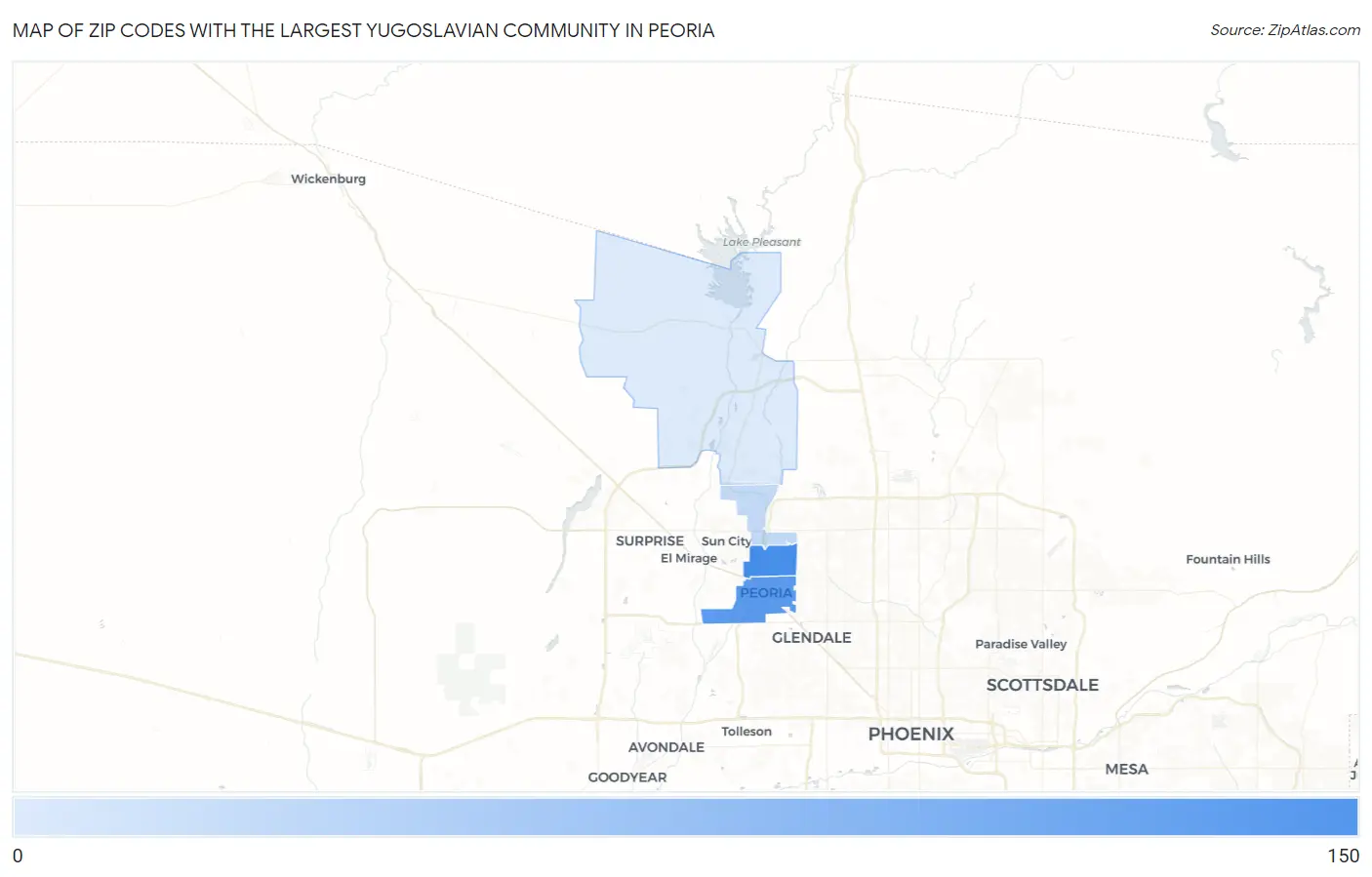 Zip Codes with the Largest Yugoslavian Community in Peoria Map