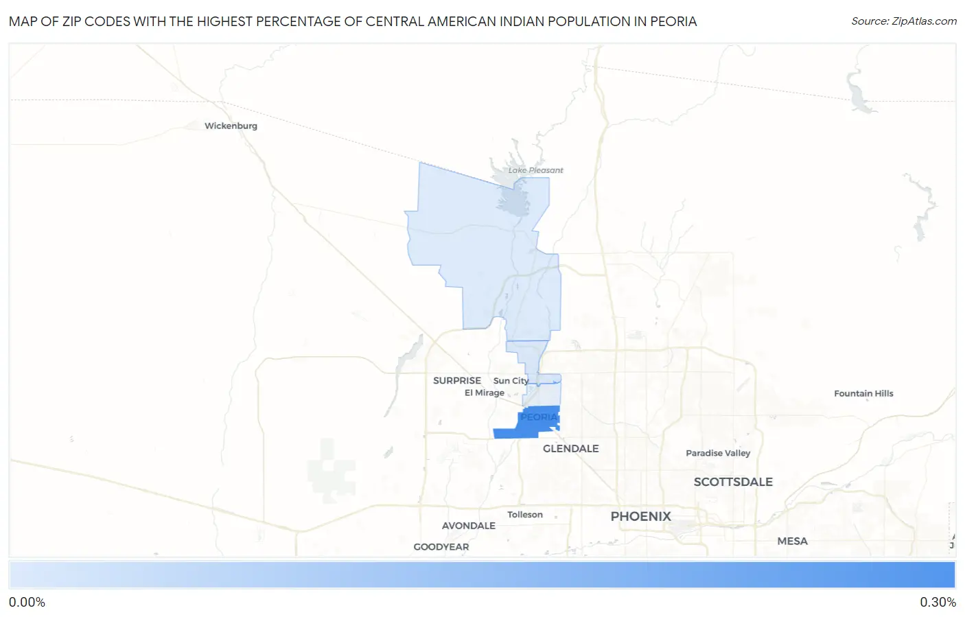 Zip Codes with the Highest Percentage of Central American Indian Population in Peoria Map