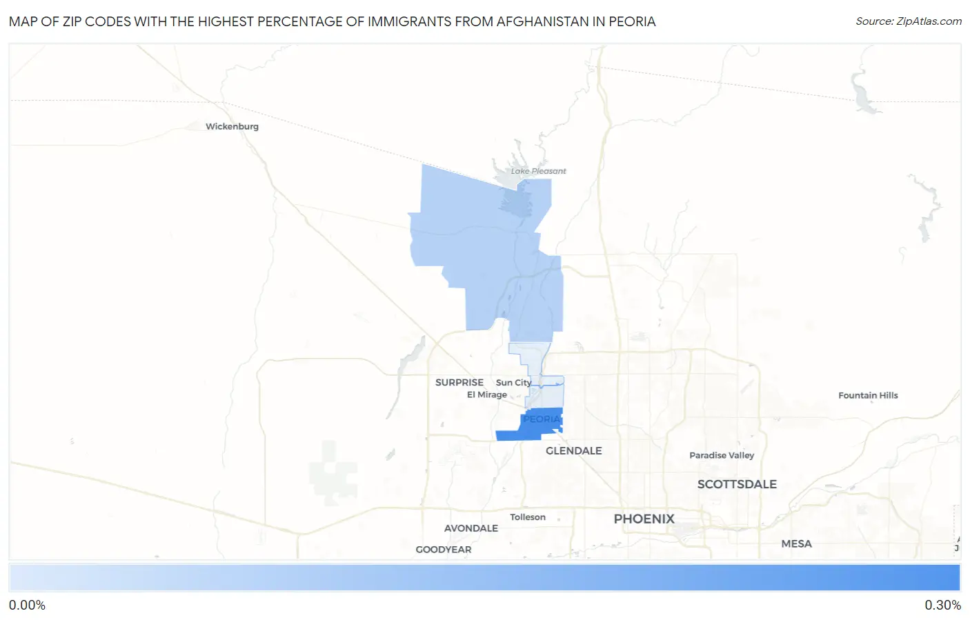 Zip Codes with the Highest Percentage of Immigrants from Afghanistan in Peoria Map
