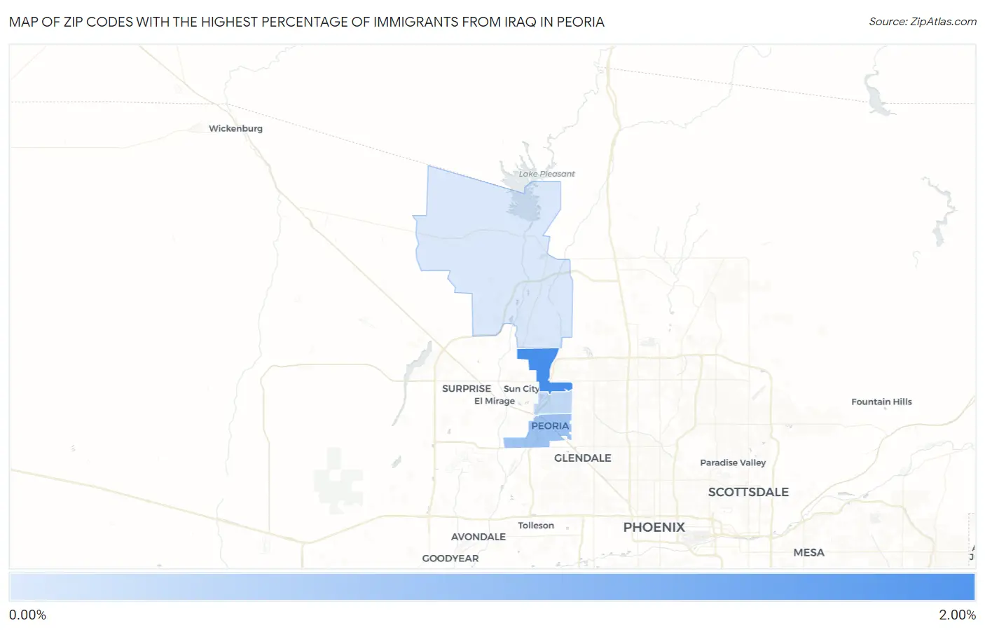 Zip Codes with the Highest Percentage of Immigrants from Iraq in Peoria Map