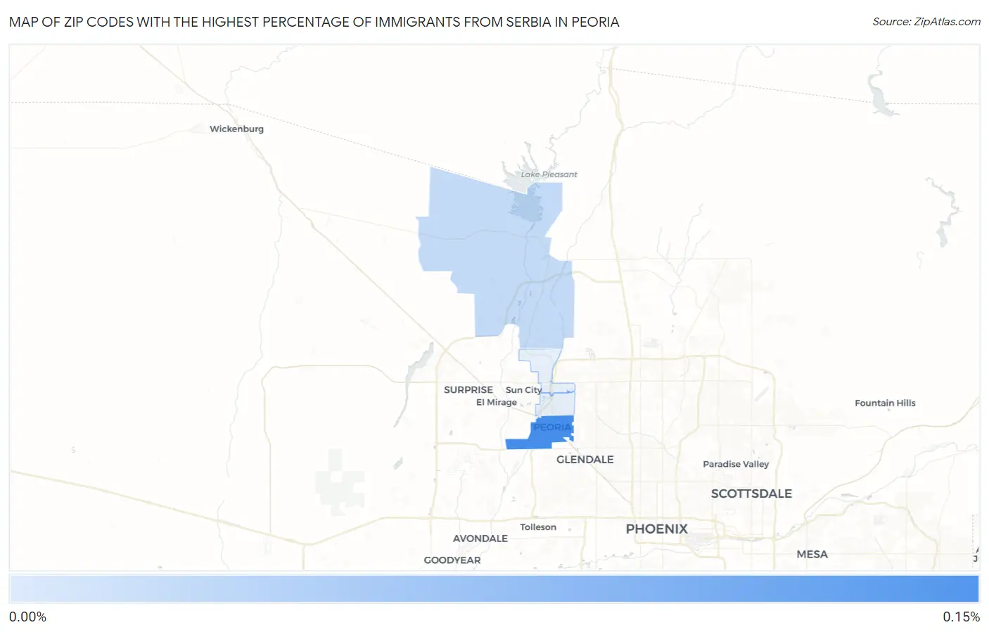 Zip Codes with the Highest Percentage of Immigrants from Serbia in Peoria Map